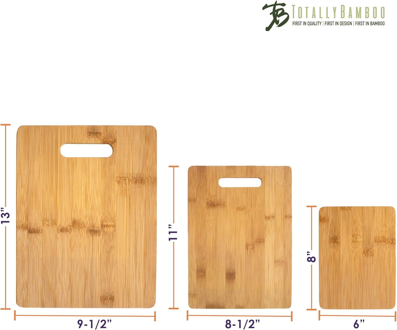 3 Piece Bamboo Cutting Board Set 3 Assorted Sizes of Bamboo Wood Cutting Boards 