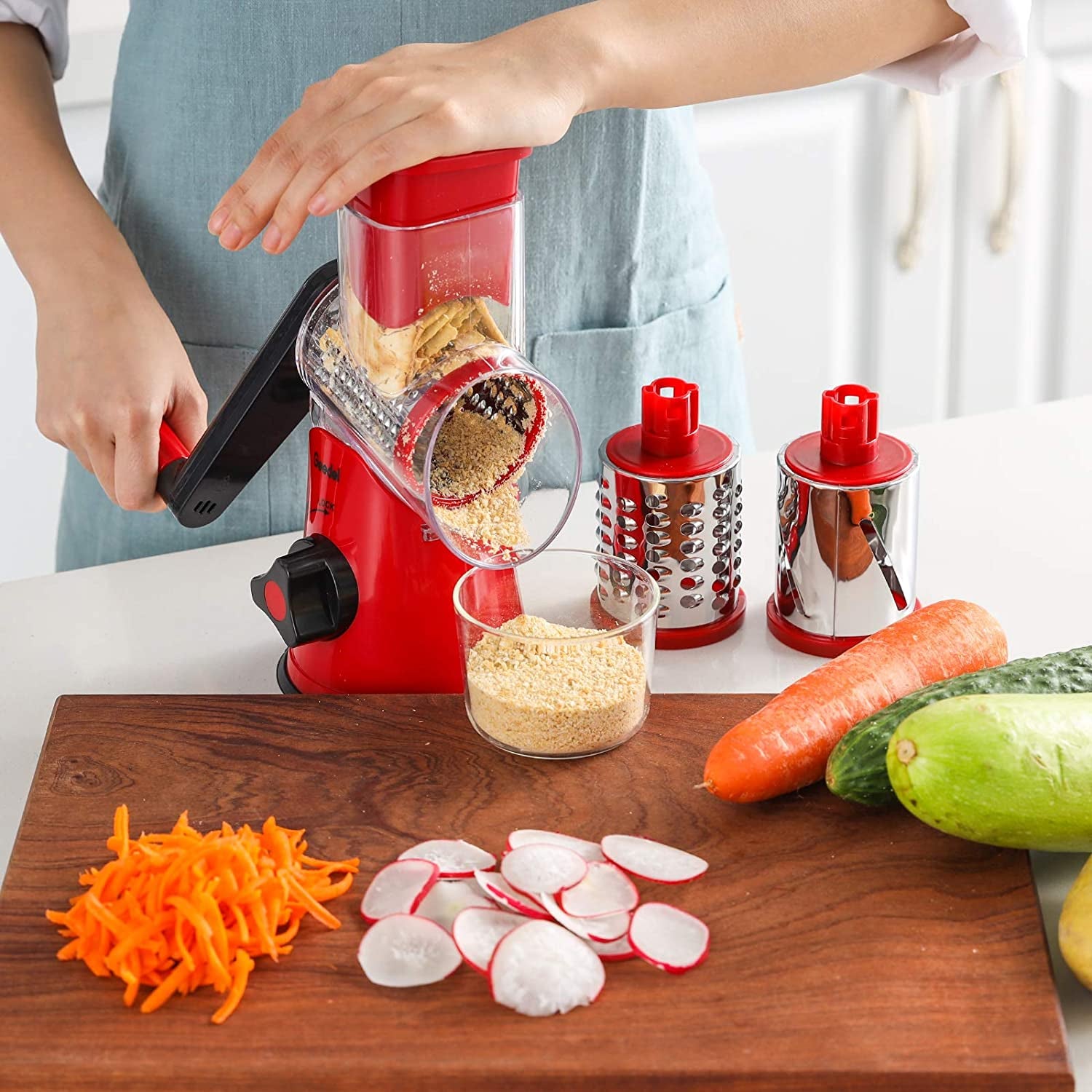 Kitchen Mandoline Vegetable Slicer with 3 Interchangeable Blades