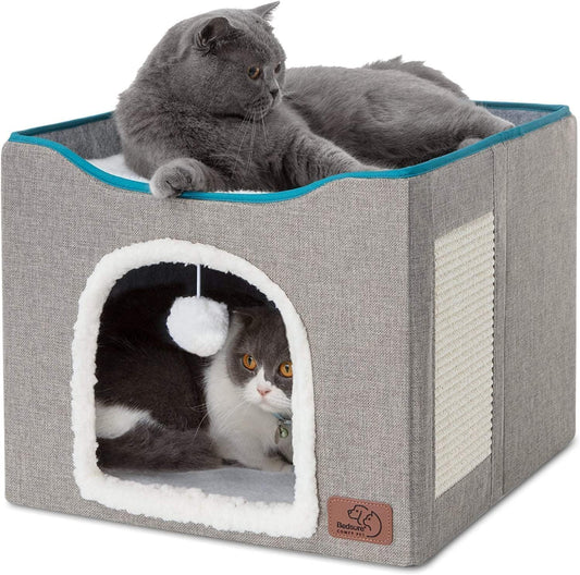  Large Cat Cave for Pet Cat House with Fluffy Ball Hanging 