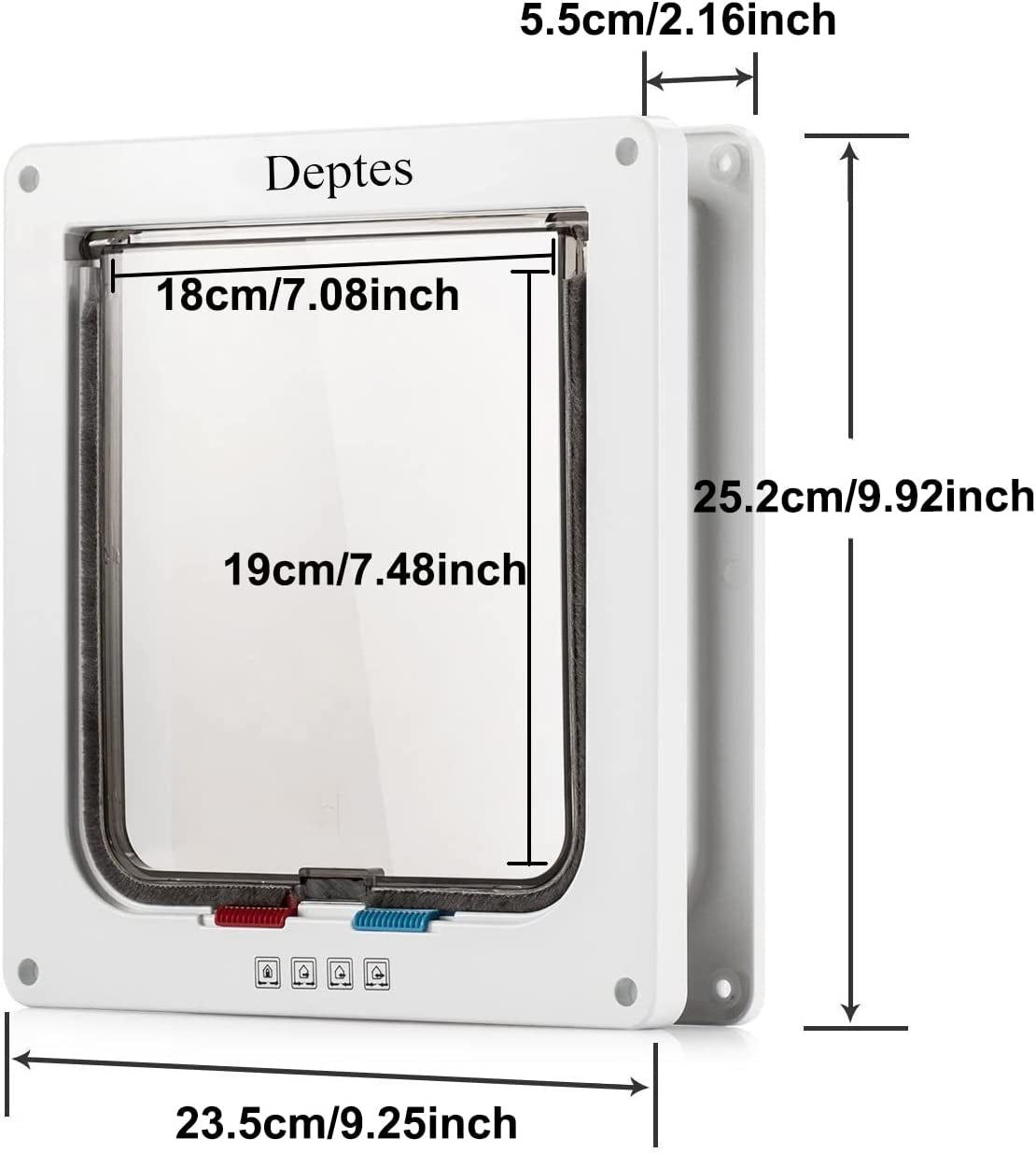 4 Way Locking Cat Flap Door for Interior Exterior Doors