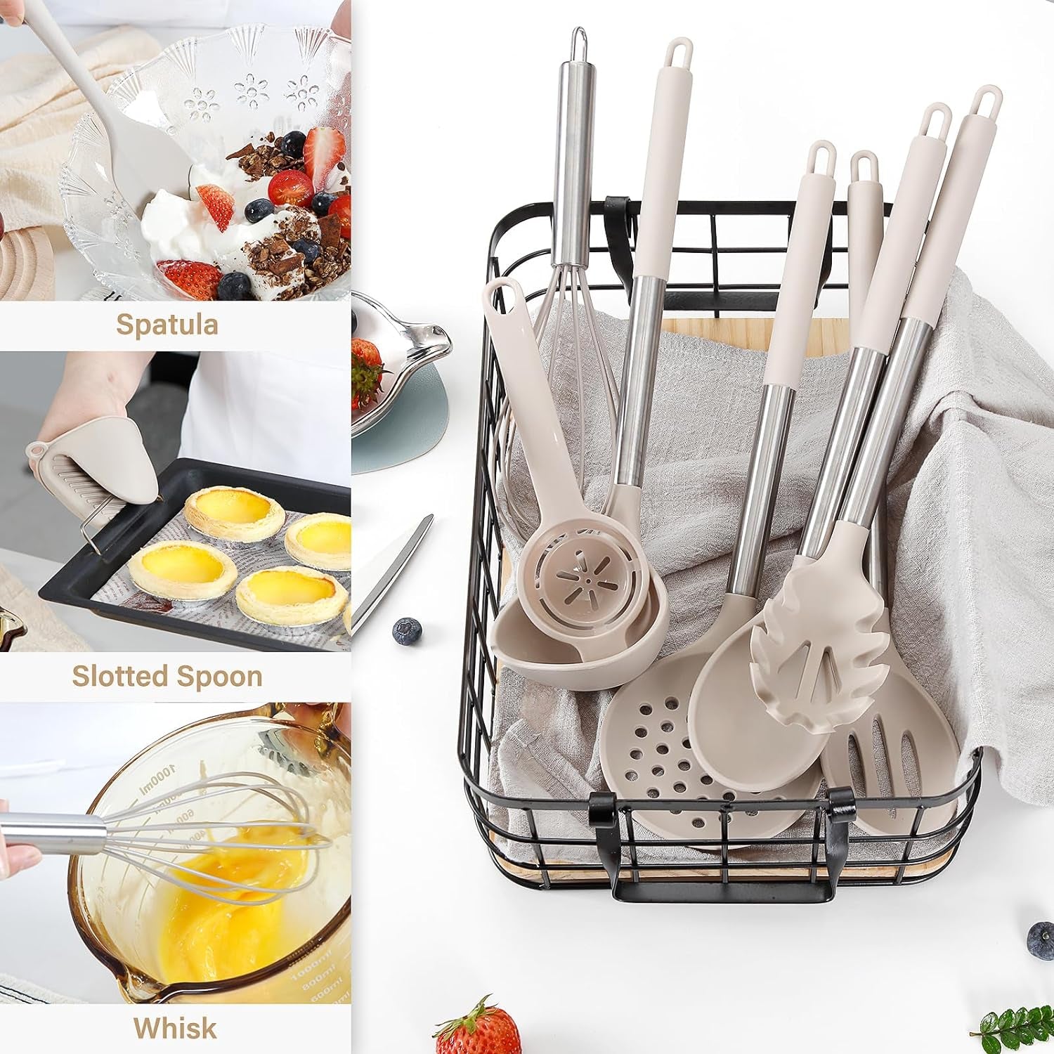  28 Pcs Silicone Cooking Utensils Set with Holder Spatula Set