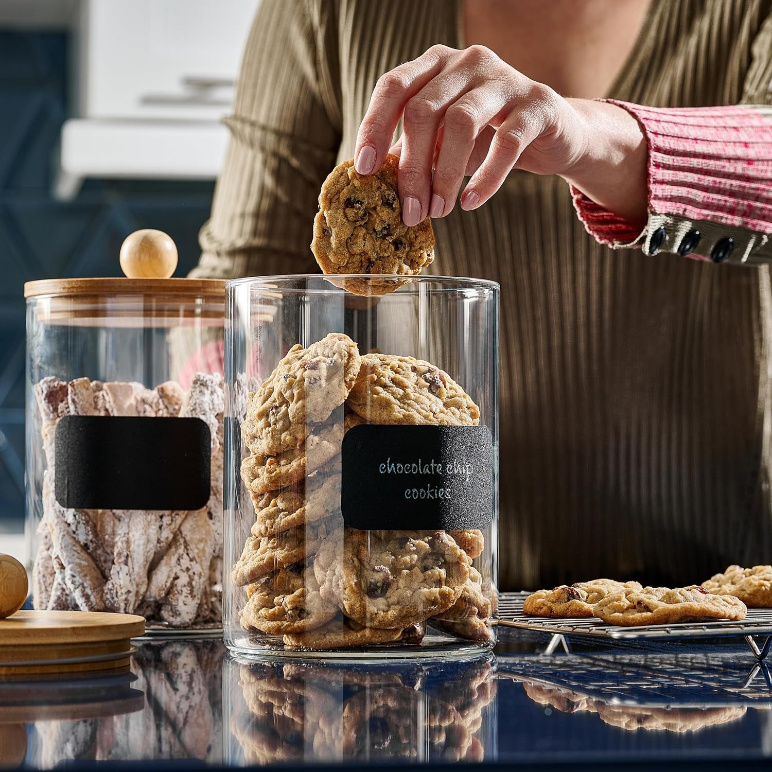   Canisters for Kitchen Counter with Airtight Bamboo 