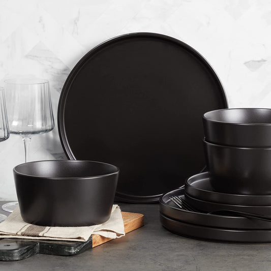 Coupe Dinnerware Set Service for 8 Black Matte