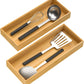 Bamboo Drawer Organizer Stackable Utensil Organizer for Kitchen