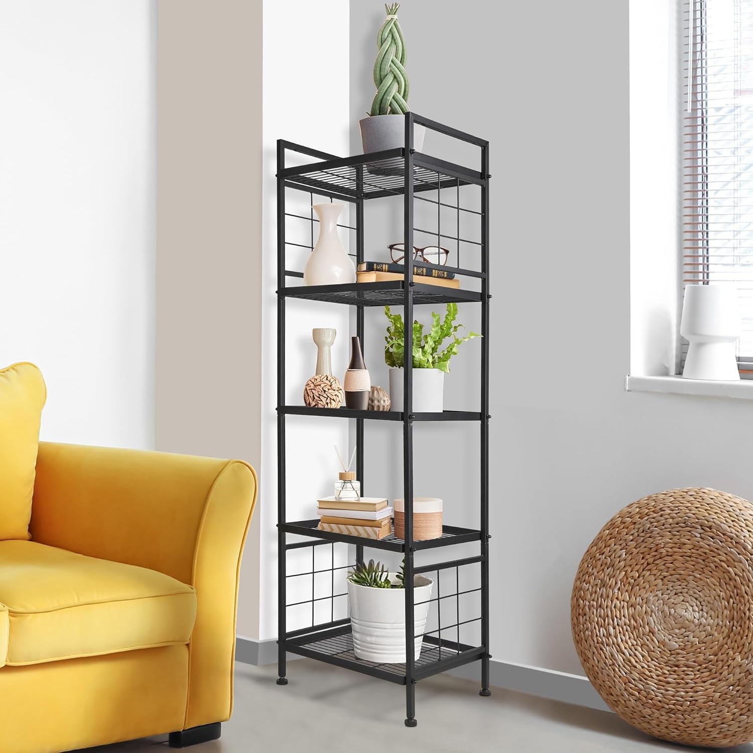 5-Wire Standing Storage Shelves, Metal Shelving Unit Pantry Rack for Laundry 