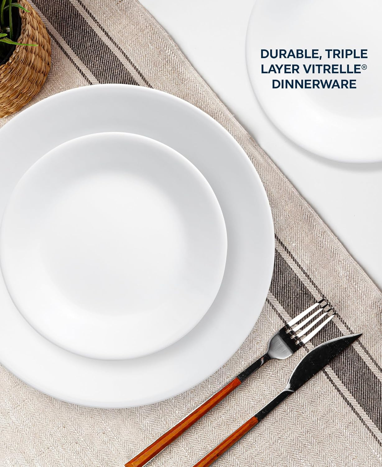 Vitrelle 18-Piece Service for 6 Dinnerware Set Triple Layer Glass and Chip