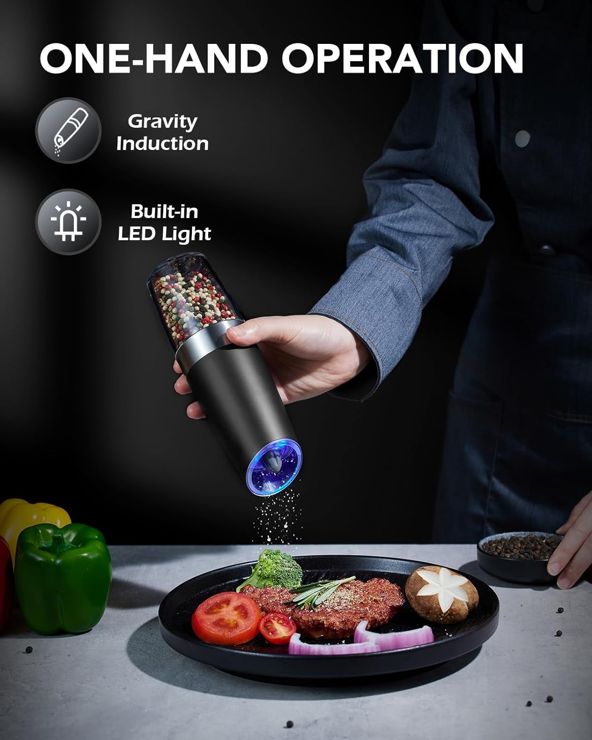  Electric Salt and Pepper Grinder Set Automatic