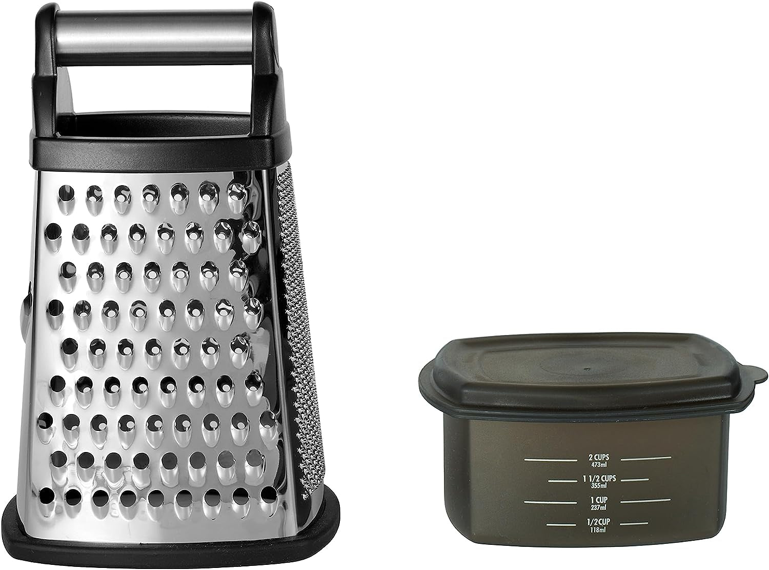 Gourmet 4 Sided Stainless Steel Box Grater for Fine Medium and Coarse Grate