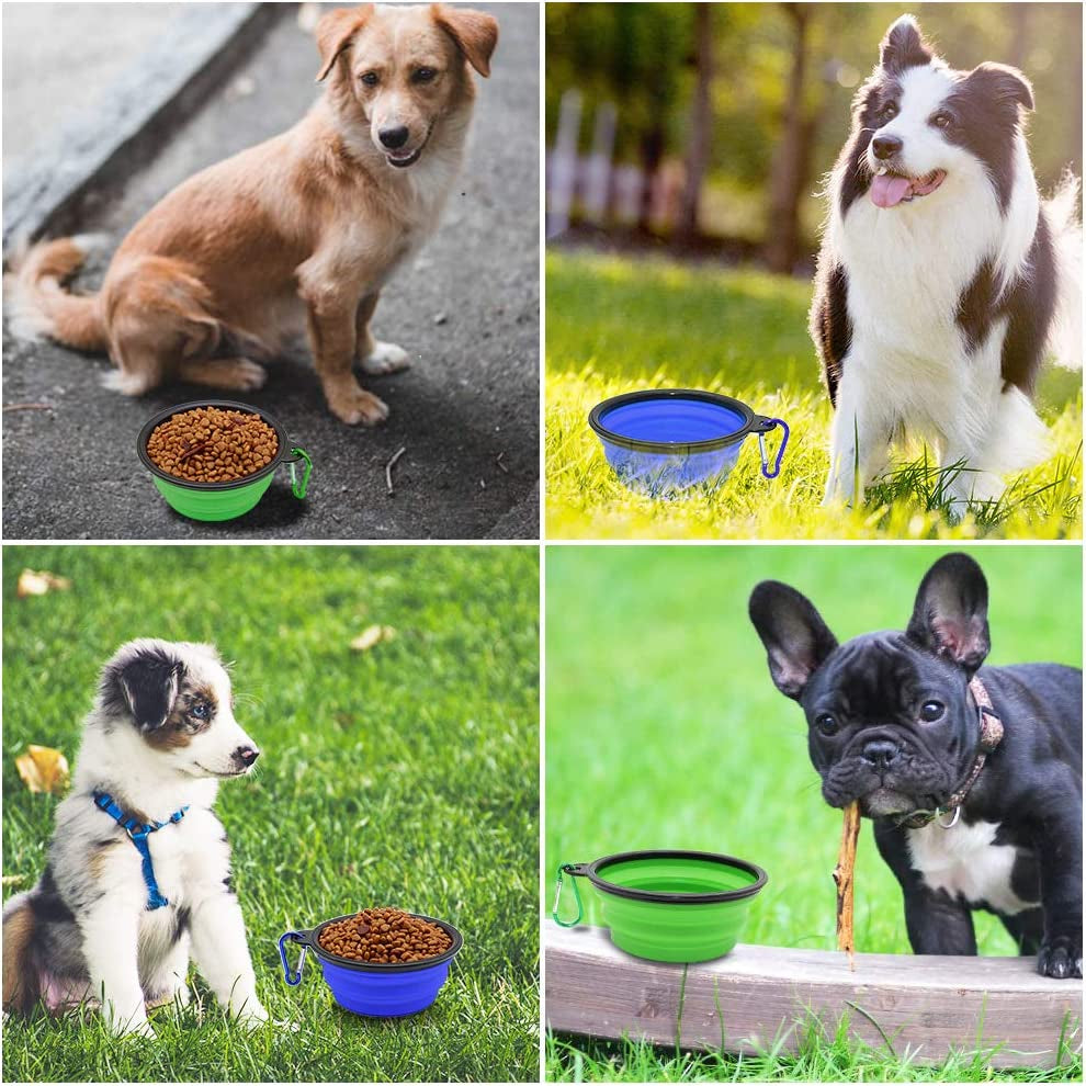  Portable Pet Feeding Watering Dish for Walking Parking 