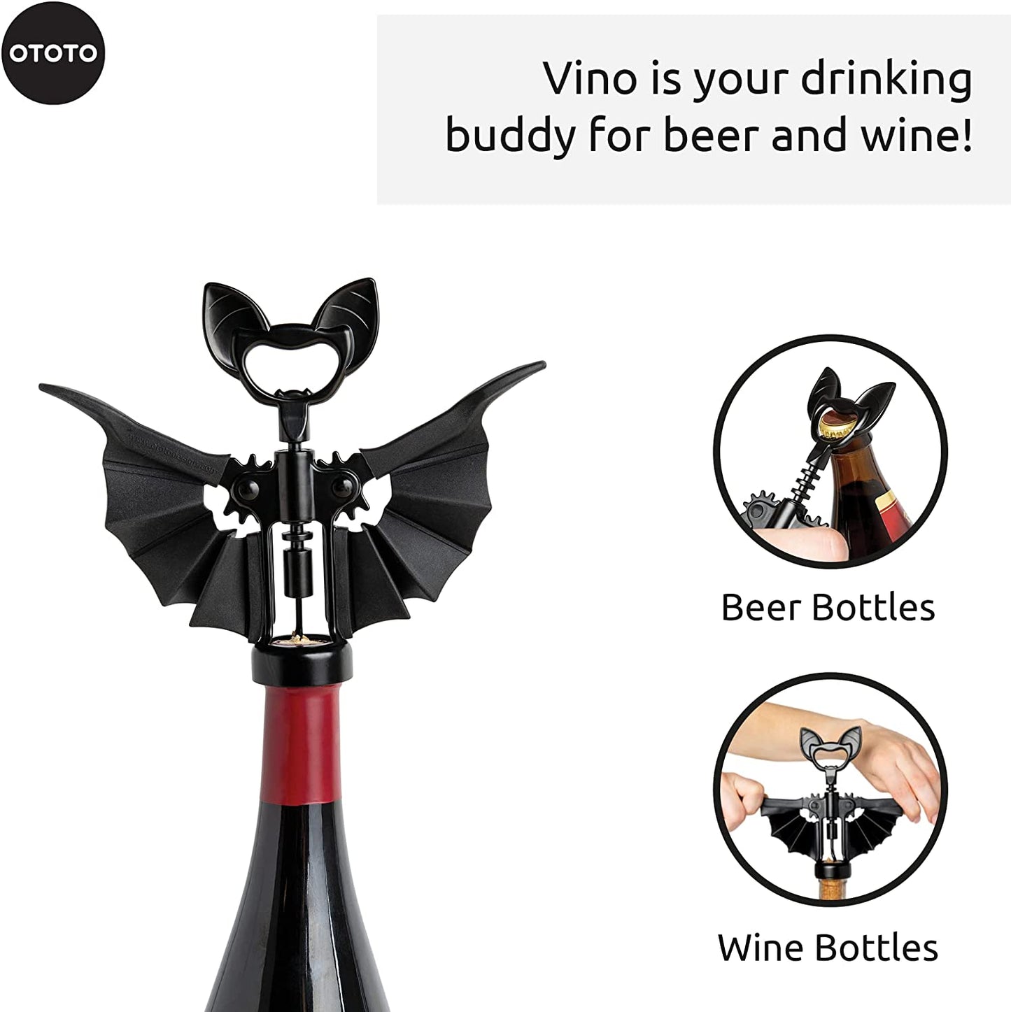 2 In 1 Wine & Beer Opener Wine Accessories & Gifts for Wine Lovers Corkscrew Bottle Opener