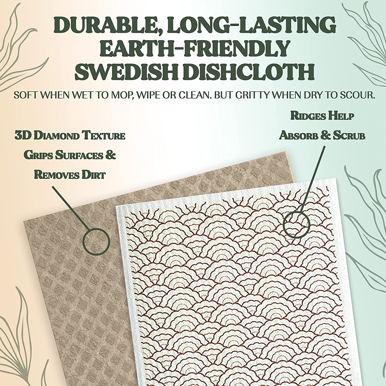 Swedish Dishcloths for Kitchen 5 Pack Watercolor Dish Towels Reusable Paper Towels Washable 