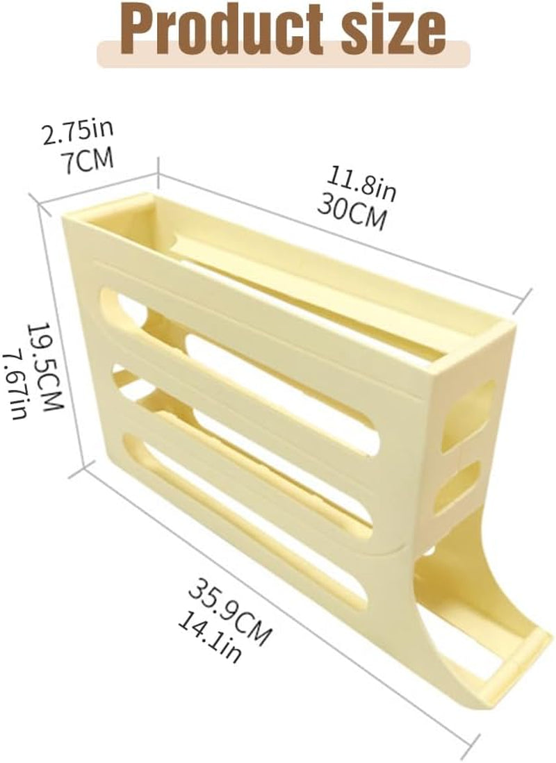 4 Tiers Egg Holder for Fridge Automatic Scrolling Egg Rack Holder Space Saving Egg Dispenser