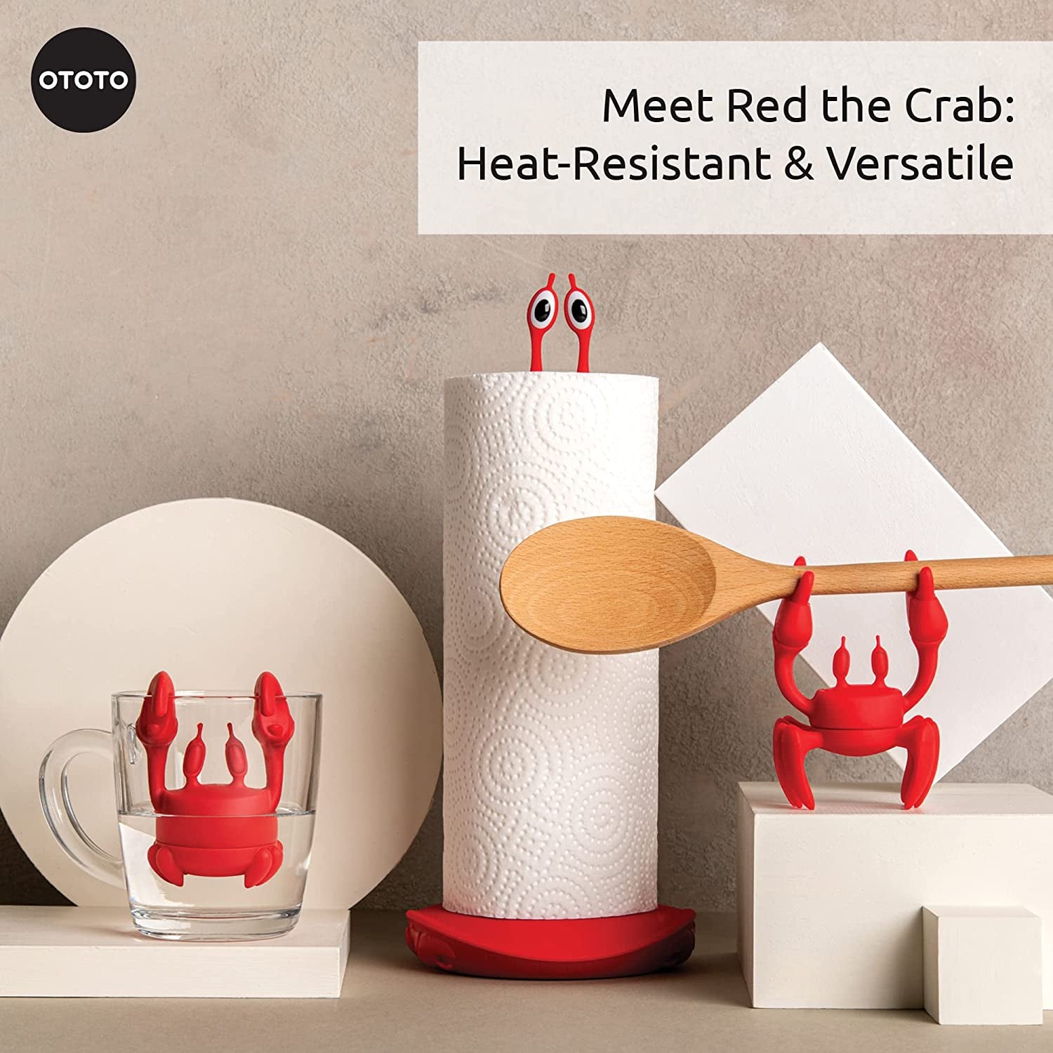 Red the Crab Silicone Utensil Rest Kitchen Gifts Silicone Spoon Rest for Stove Top