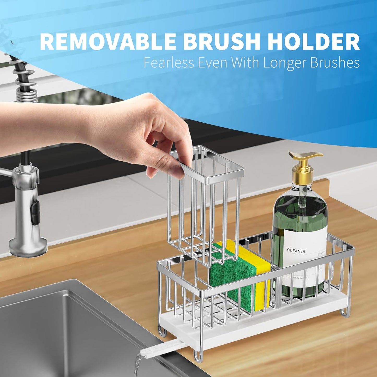  Holder for Kitchen Sink Stainless Steel Silver Sink Caddy