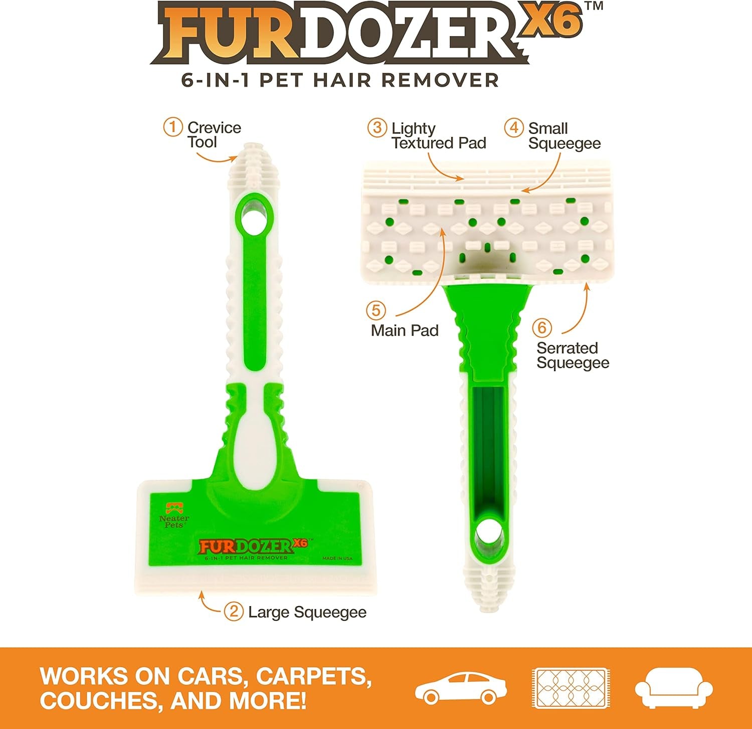 Furdozer X6 Pet Hair Remover Auto Detailing Tool  Cat Dog Hair Remover Carpets