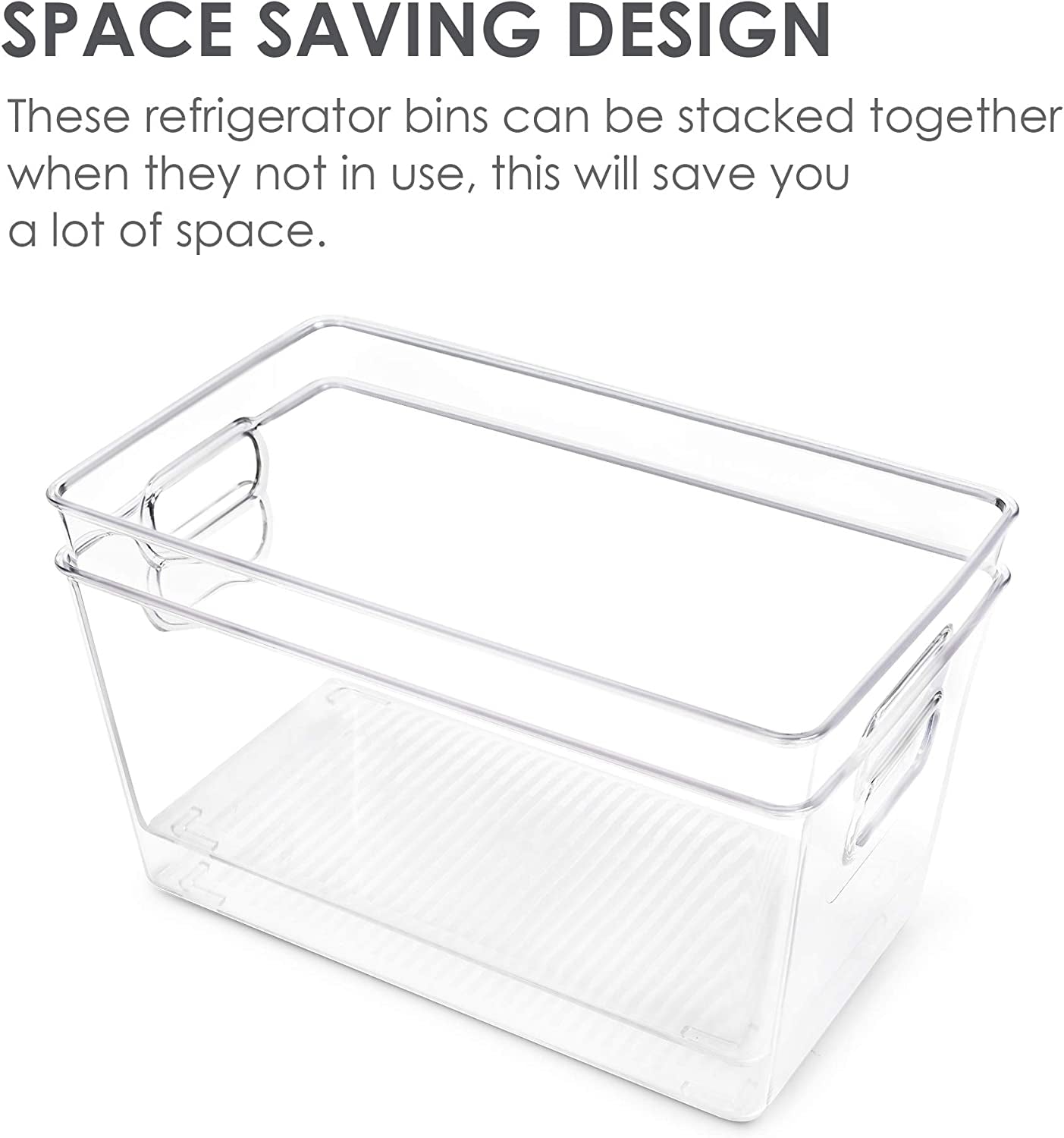 Clear Plastic Storage Bins 6 PCS Pantry Organizer Bins with Handle 