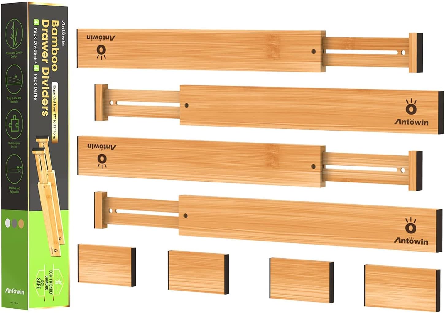 Bamboo Drawer Dividers Organizers Drawer Separators Splitter 17 22