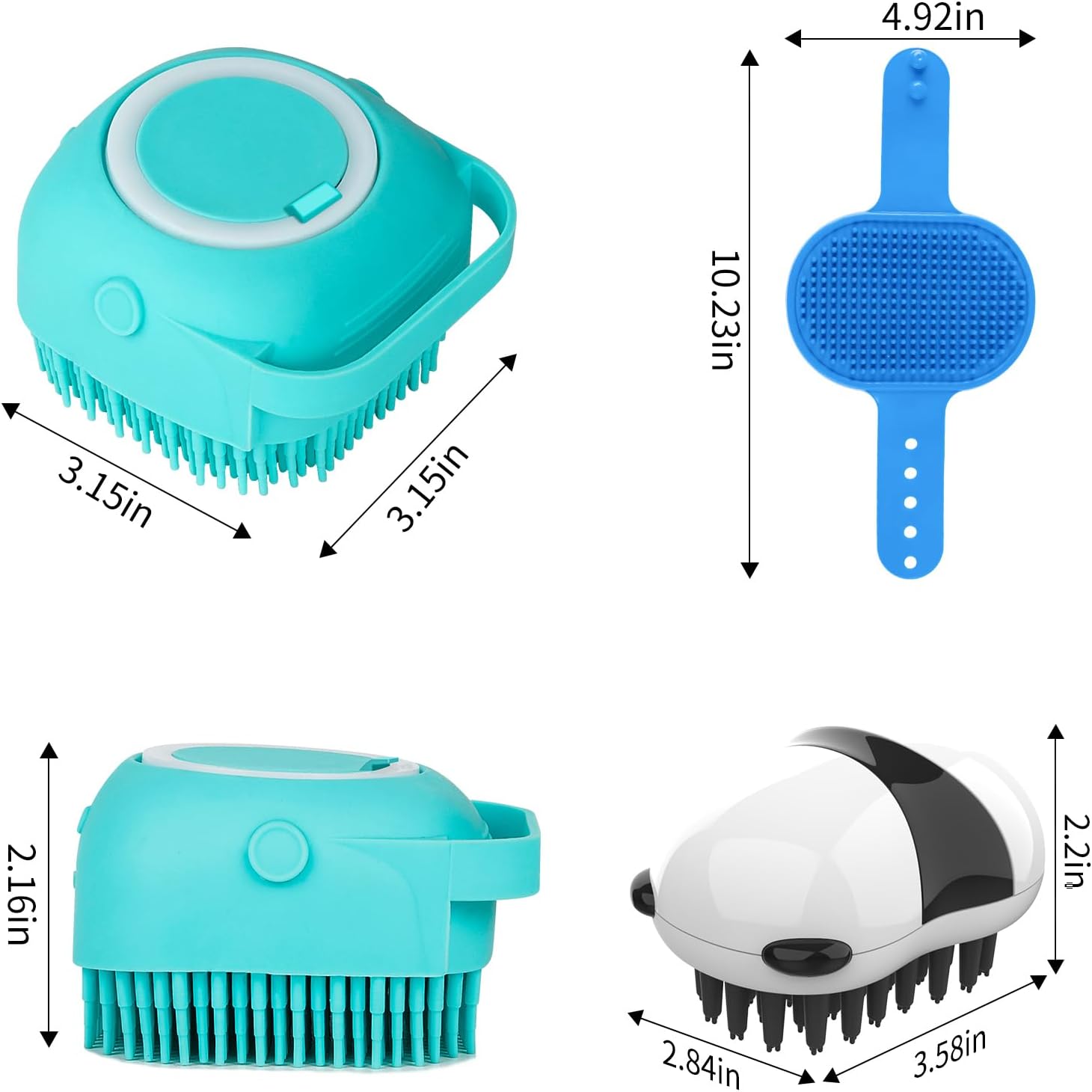 3PCS Dog Bath Brush  Dog Shampoo Brush  Dog Scrubber for Bath 