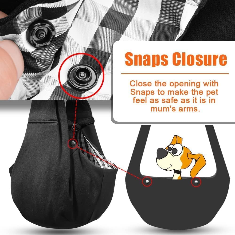 Small Dog Sling Carrier  Adjustable Strap  Zip Pocket  Suitable for Puppies Black