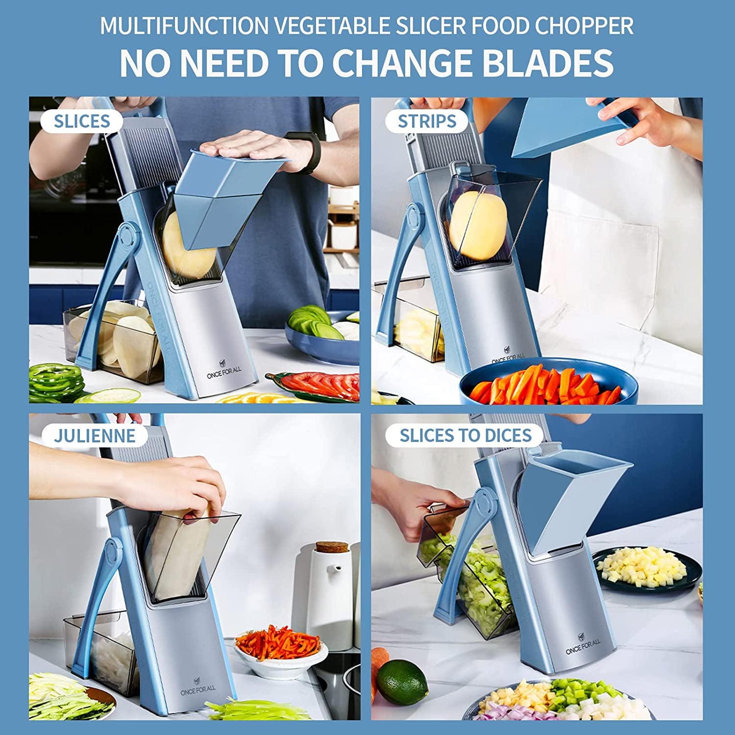 Upgrade Safe Mandoline Slicer Plus Biger Size Adjustable Vegetable Food Chopper 