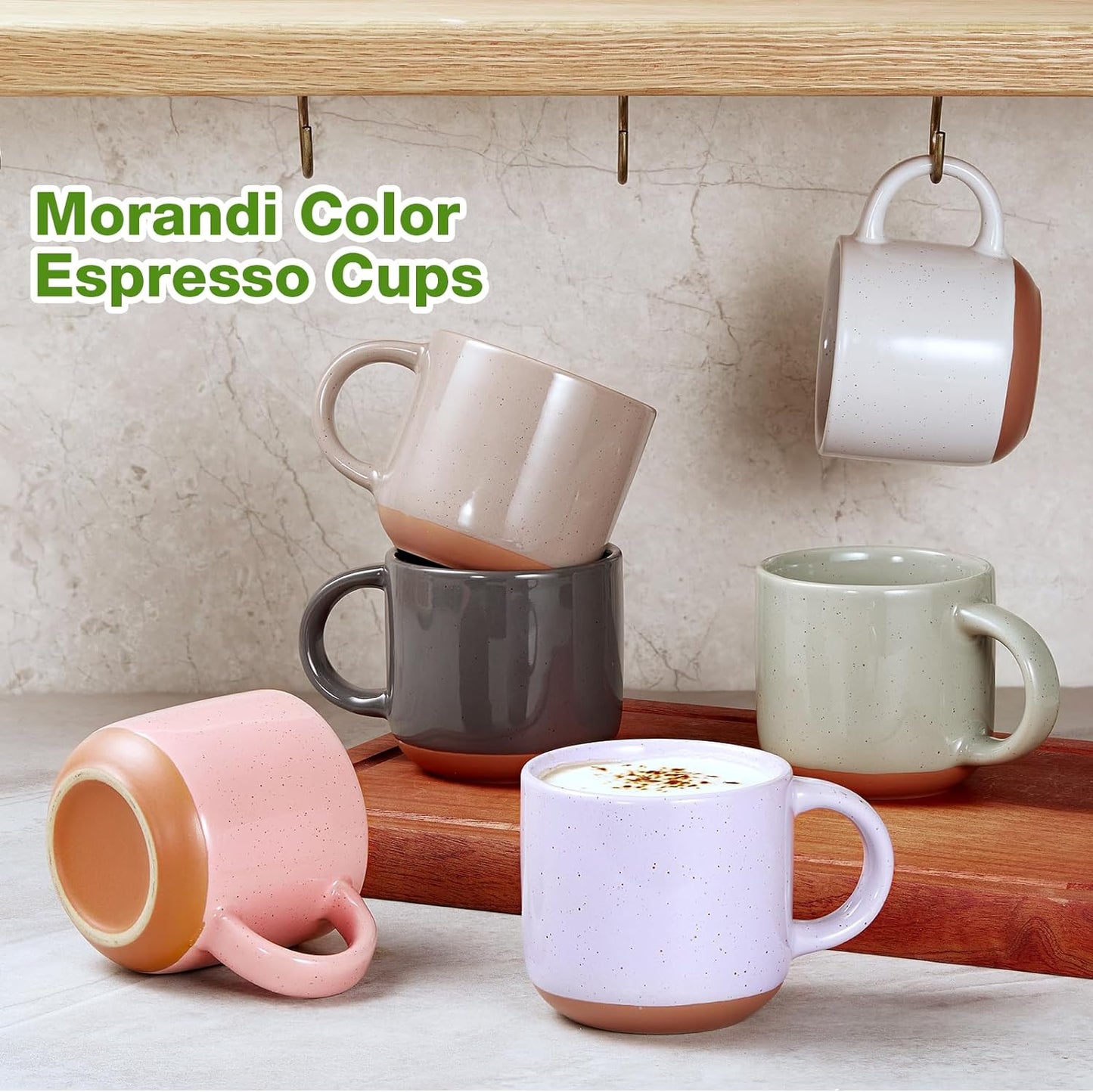 Morandi Color Ceramic Mini Espresso Cups Set of 6 5 Oz Espresso Mugs