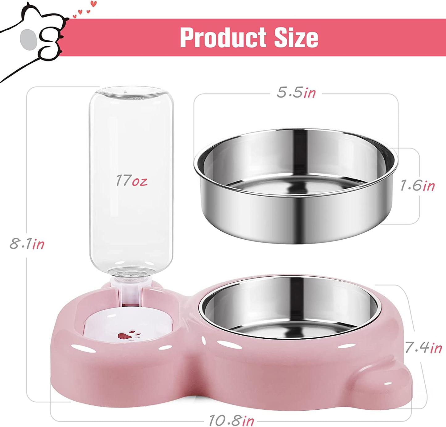 Water Bowl Set with Water Dispenser and Stainless