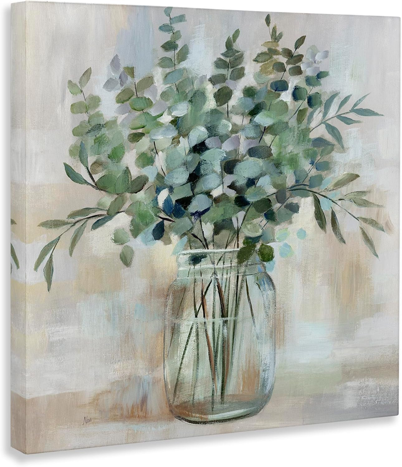 Soothing Eucalyptus Flower Herb Arrangement Rustic Jar Canvas Wall Art