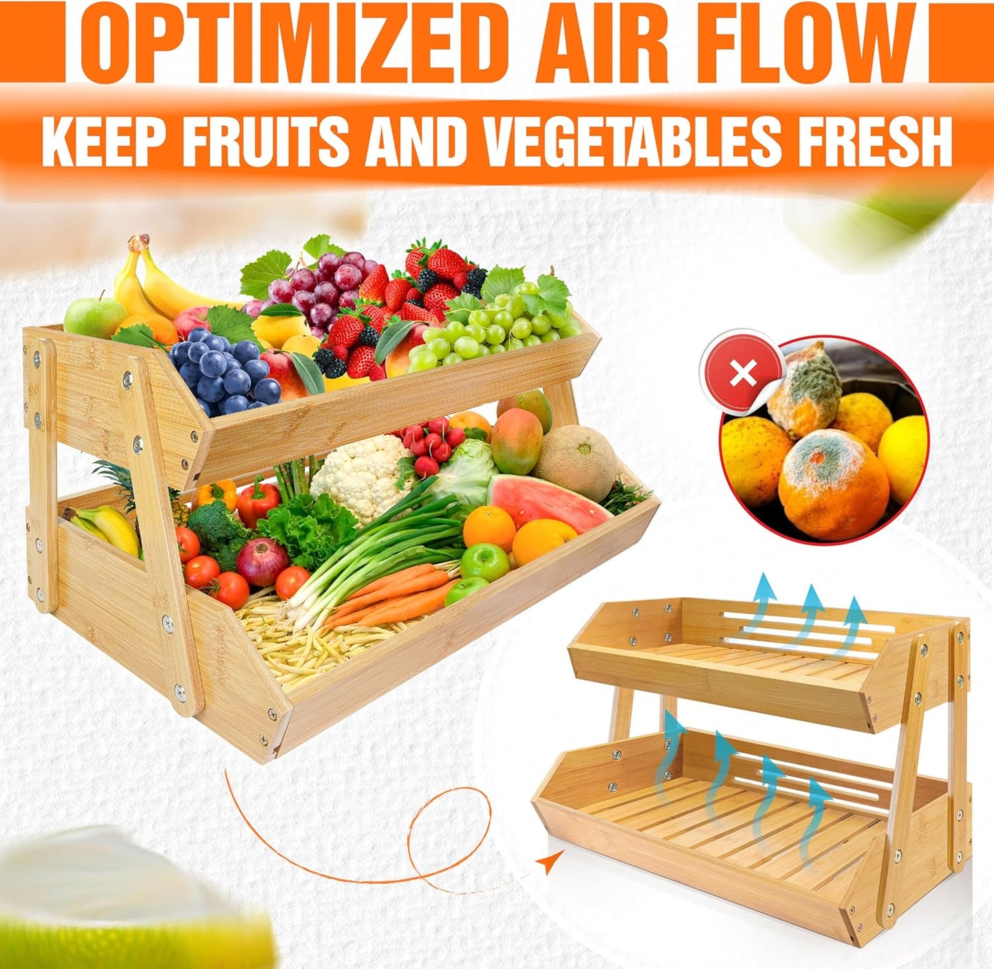 Upgraded Length 16.5 Inch Fruit Stand Storage Holder