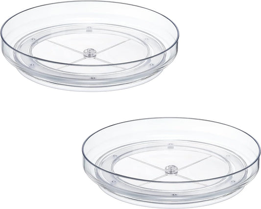 2 Pack 9 Inch Clear Non-Skid Lazy Susan Organizers Turntable Rack for Kitchen 