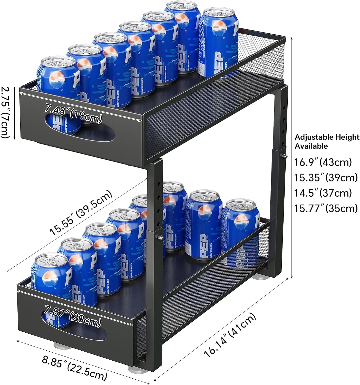 Under Sink Organizer 2 Tier Pull Out Cabinet Organizer Baskets 