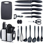 Kitchen Utensils Set for Cooking 7 Cooking Utensils 6 Knife Set Black 5 Utensi