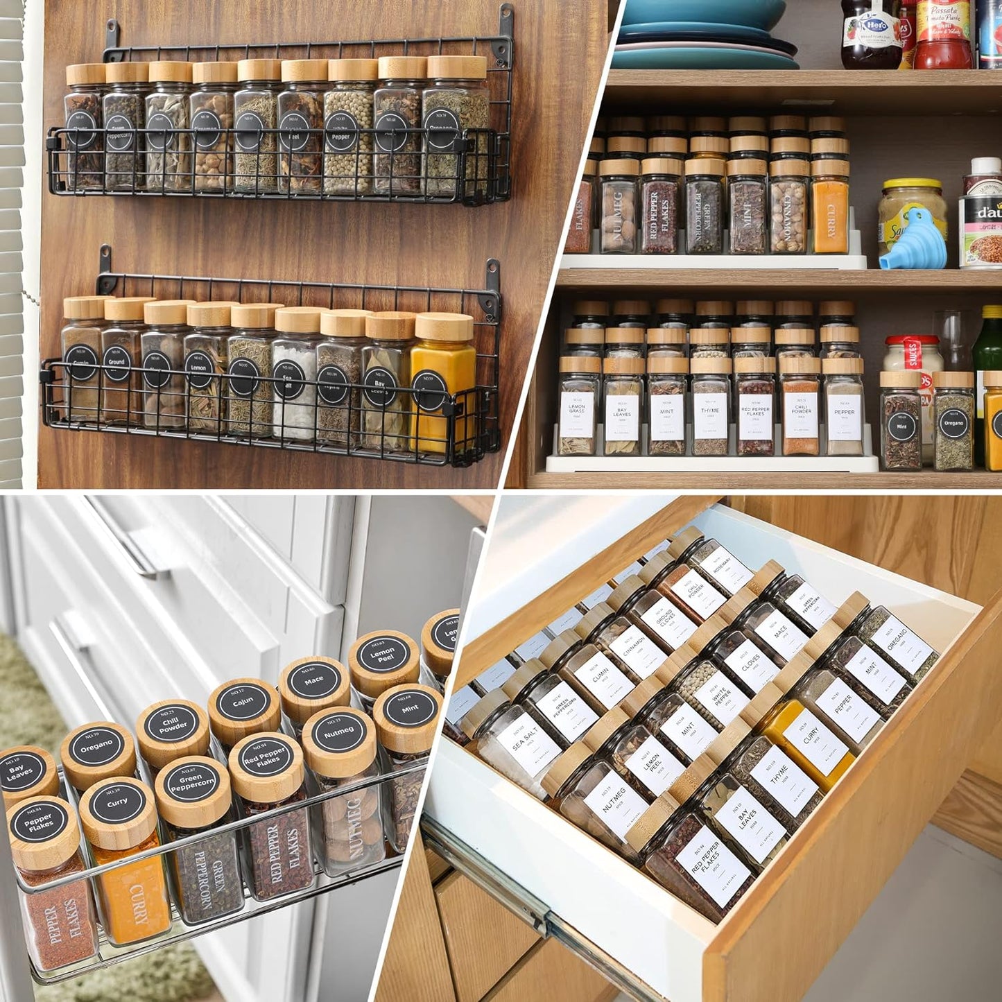 4 Oz Glass Jars with Minimalist Farmhouse Spice Labels Stickers