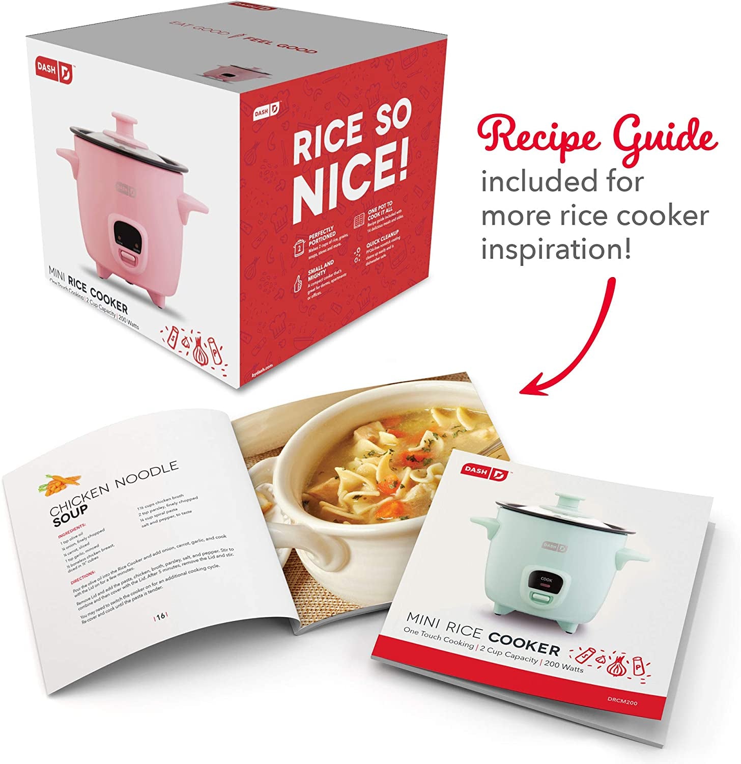 Mini Rice Cooker Steamer with Removable Nonstick Pot