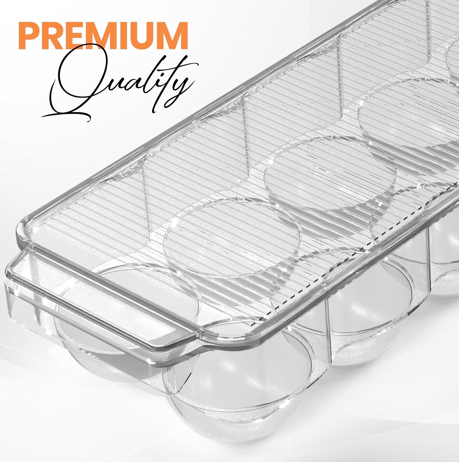 Egg Container with Lid and Handle for Refrigerator Pack of 2 Clear Stackable