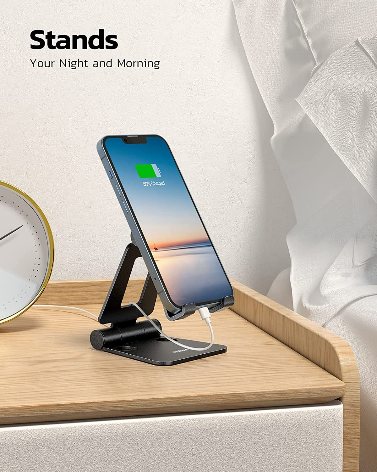 Dual Folding Cell Phone Stand Fully Adjustable Foldable Desktop Phone Holder Cradle Dock Compatible