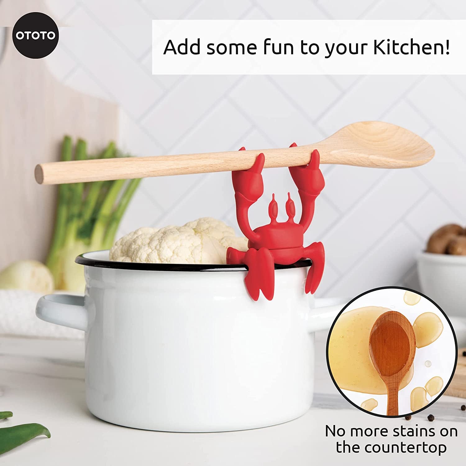 Red the Crab Silicone Utensil Rest Kitchen Gifts Silicone Spoon Rest for Stove Top