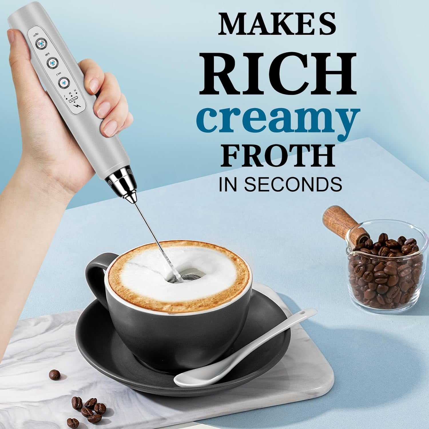 Milk Frother Handheld for Coffee Electric Whisk 