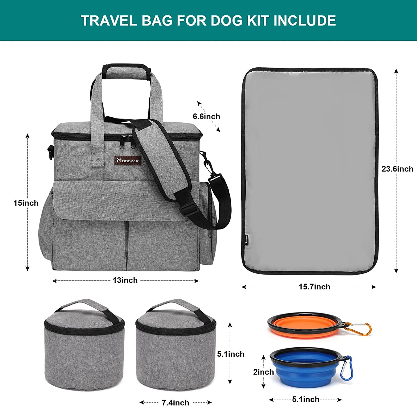 Dog Travel Bag Weekend Pet Travel Set for Dog and Cat