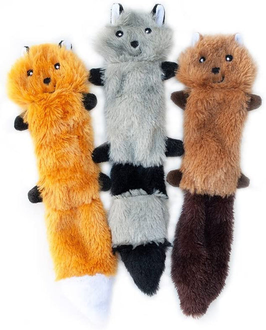 Skinny Peltz Fox Raccoon & Squirrel No Stuffing Squeaky 