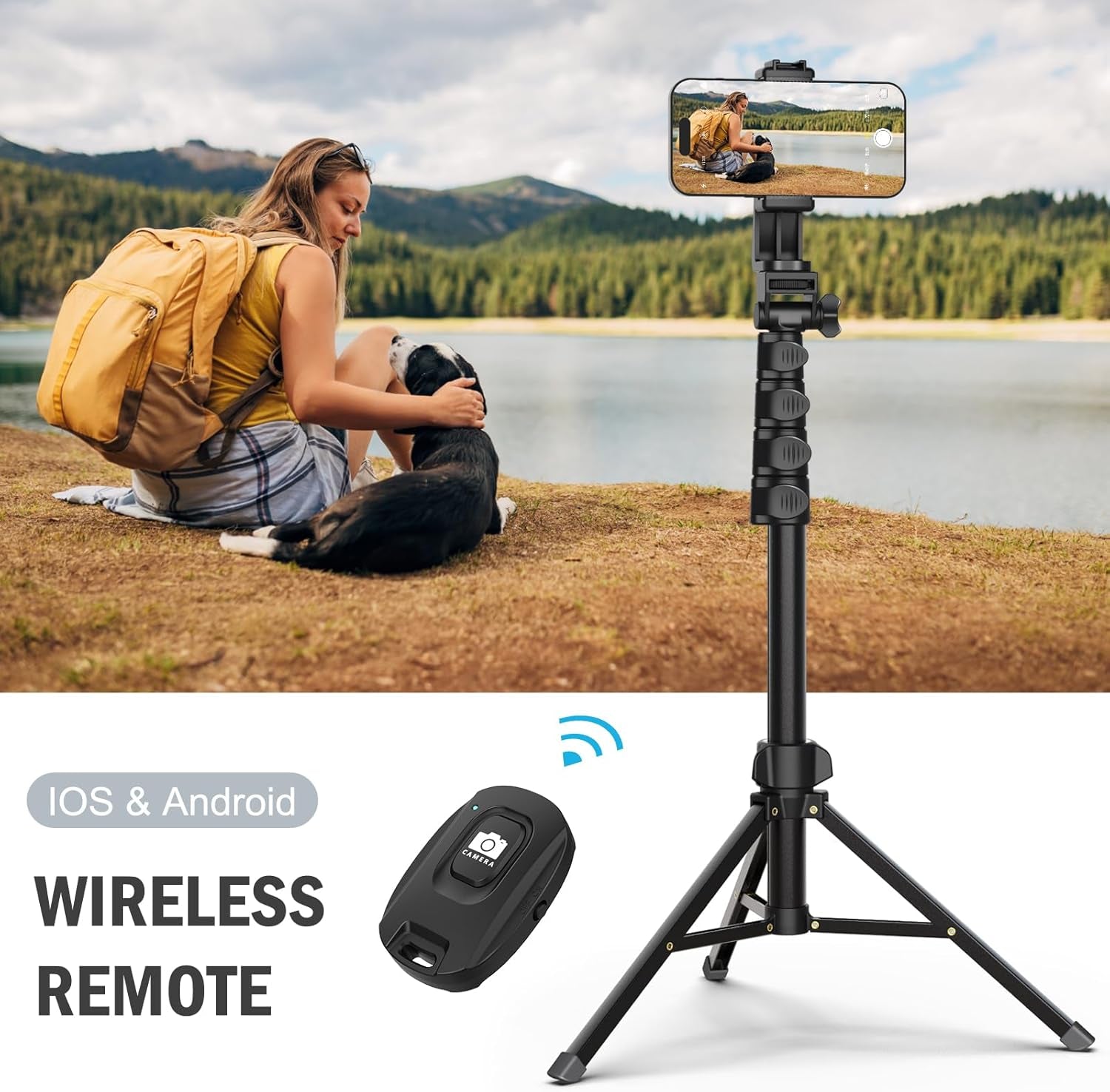 64 Tripod for Cell Phone & Camera Phone Tripod with Remote and Phone Holder