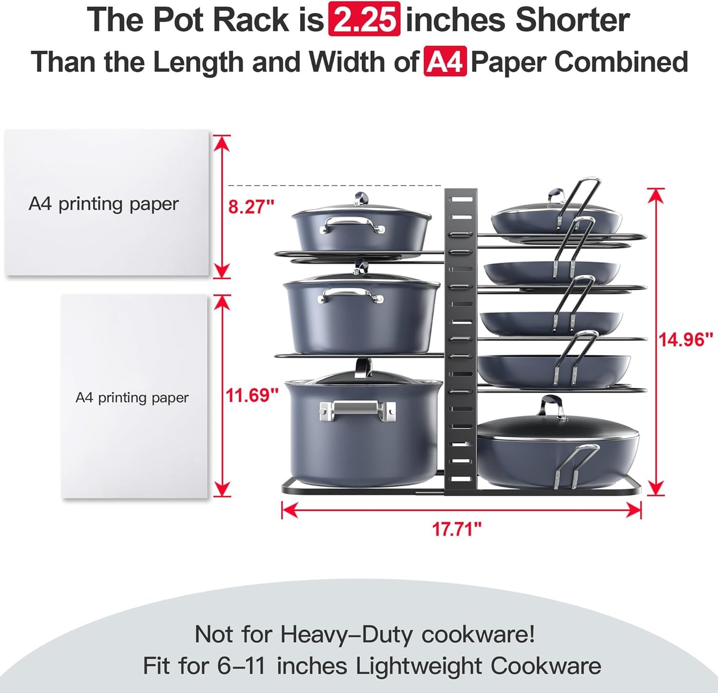 under Cabinet Adjustable 8 Tier Pot Organizers inside Cabinet