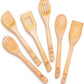 Bamboo Wooden Spoons for Cooking 6Piece Apartment Essentials Wood Spatula Spoon 