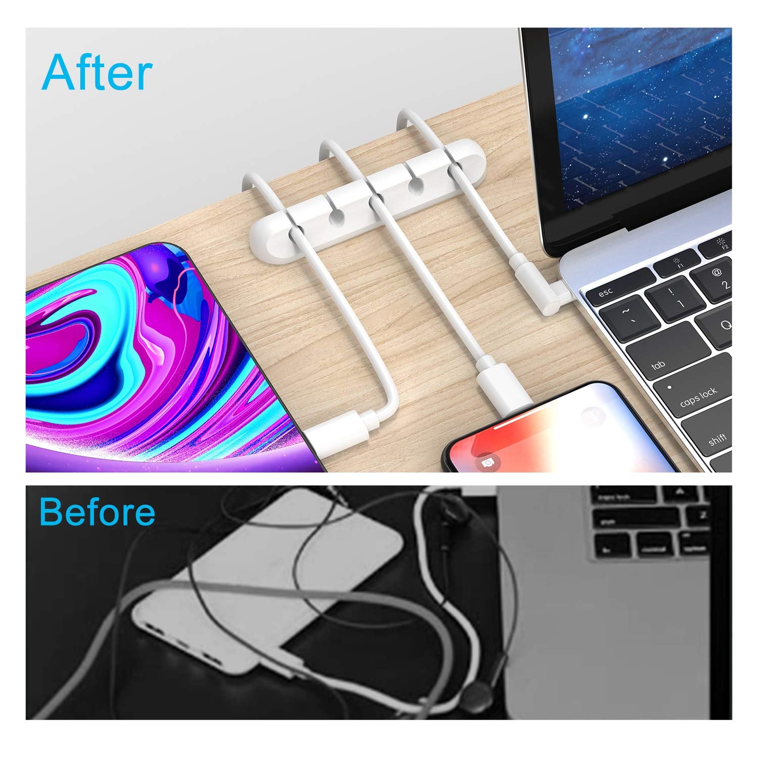 White Cable Clips Cord Organizer Cable Management Cable Organizers USB Cable Holder