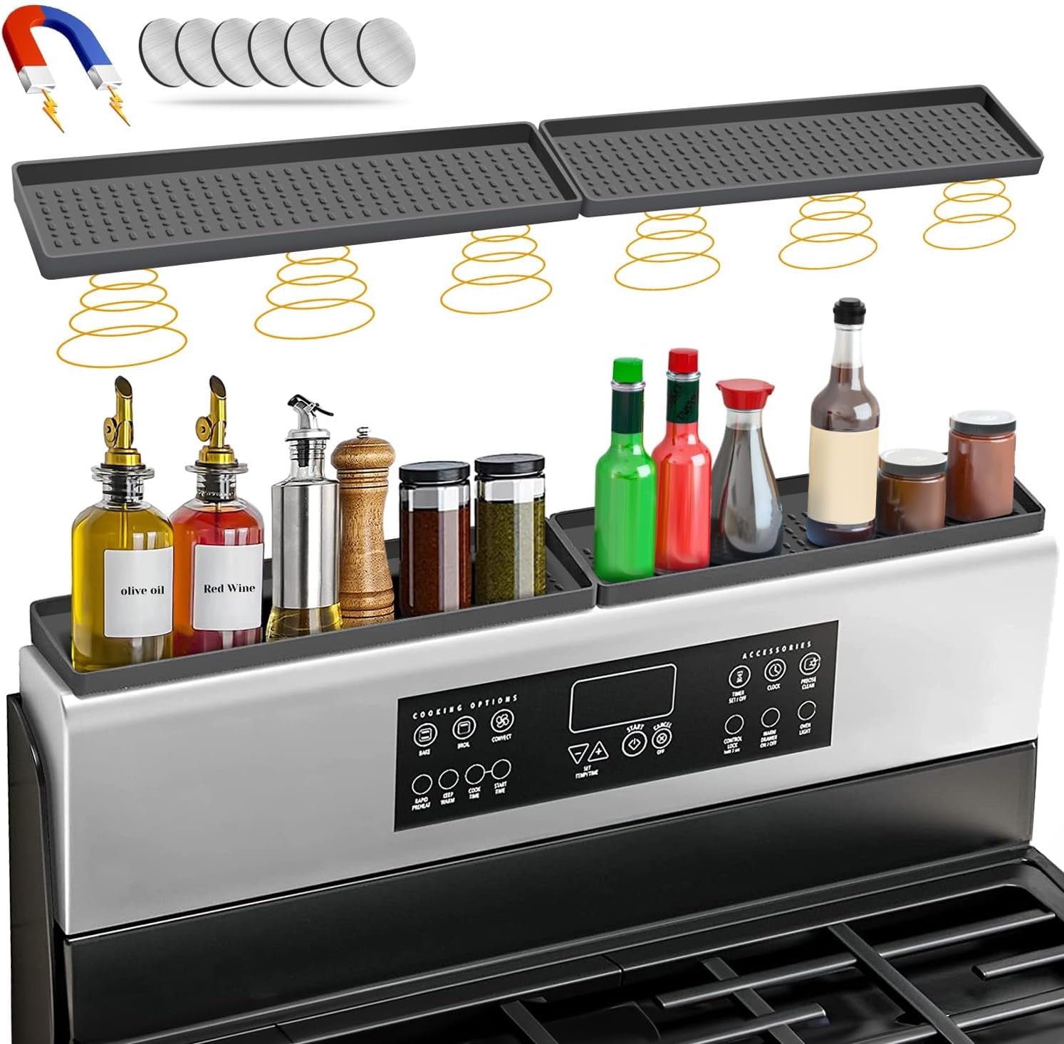 30 Magnetic Stove Top Shelf Spice Rack Storage Silicone Top Heat Material