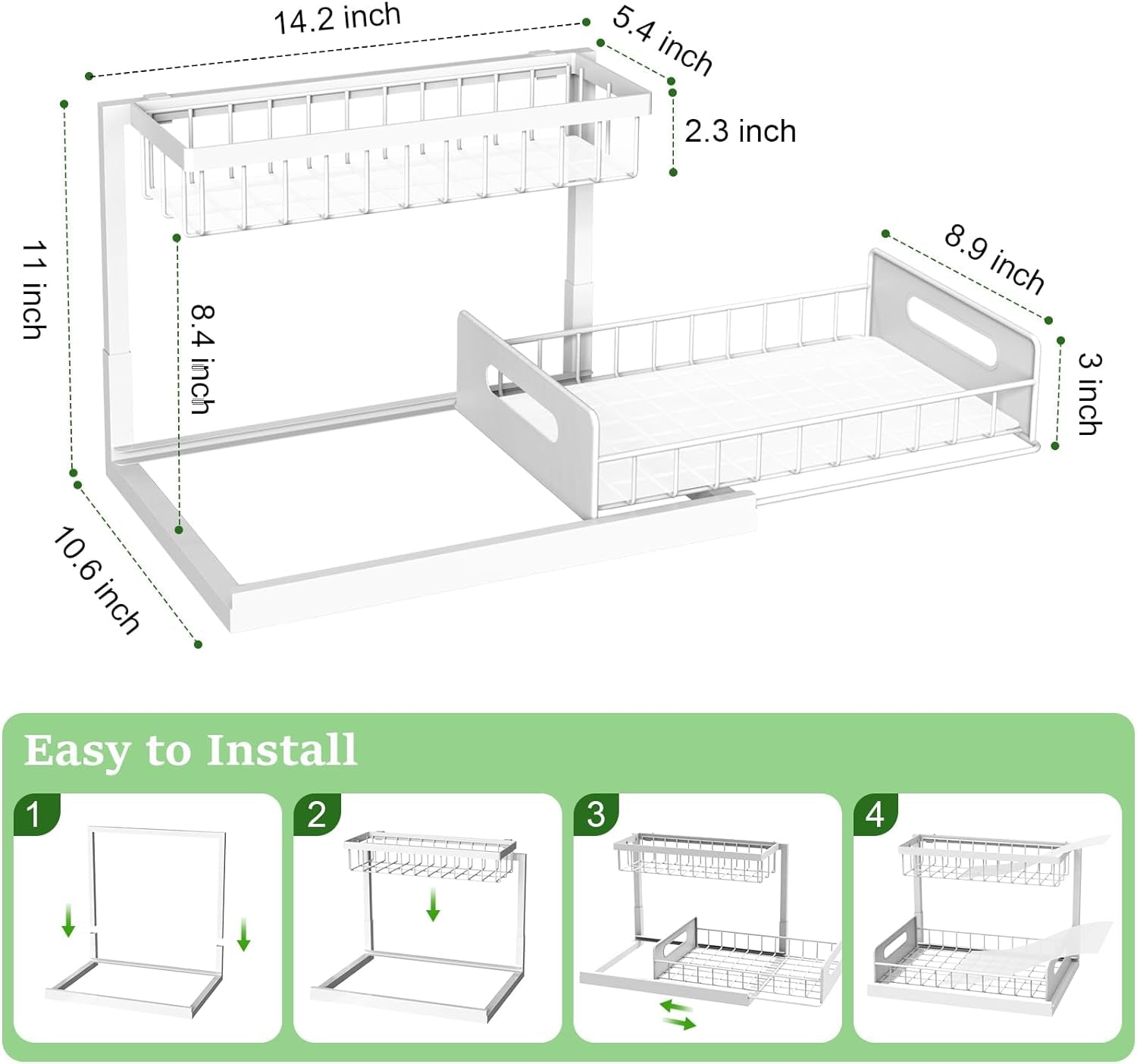 under Sink Organizer Pull Out Cabinet Organizer 2 Tier Slide Out Sink Shelf