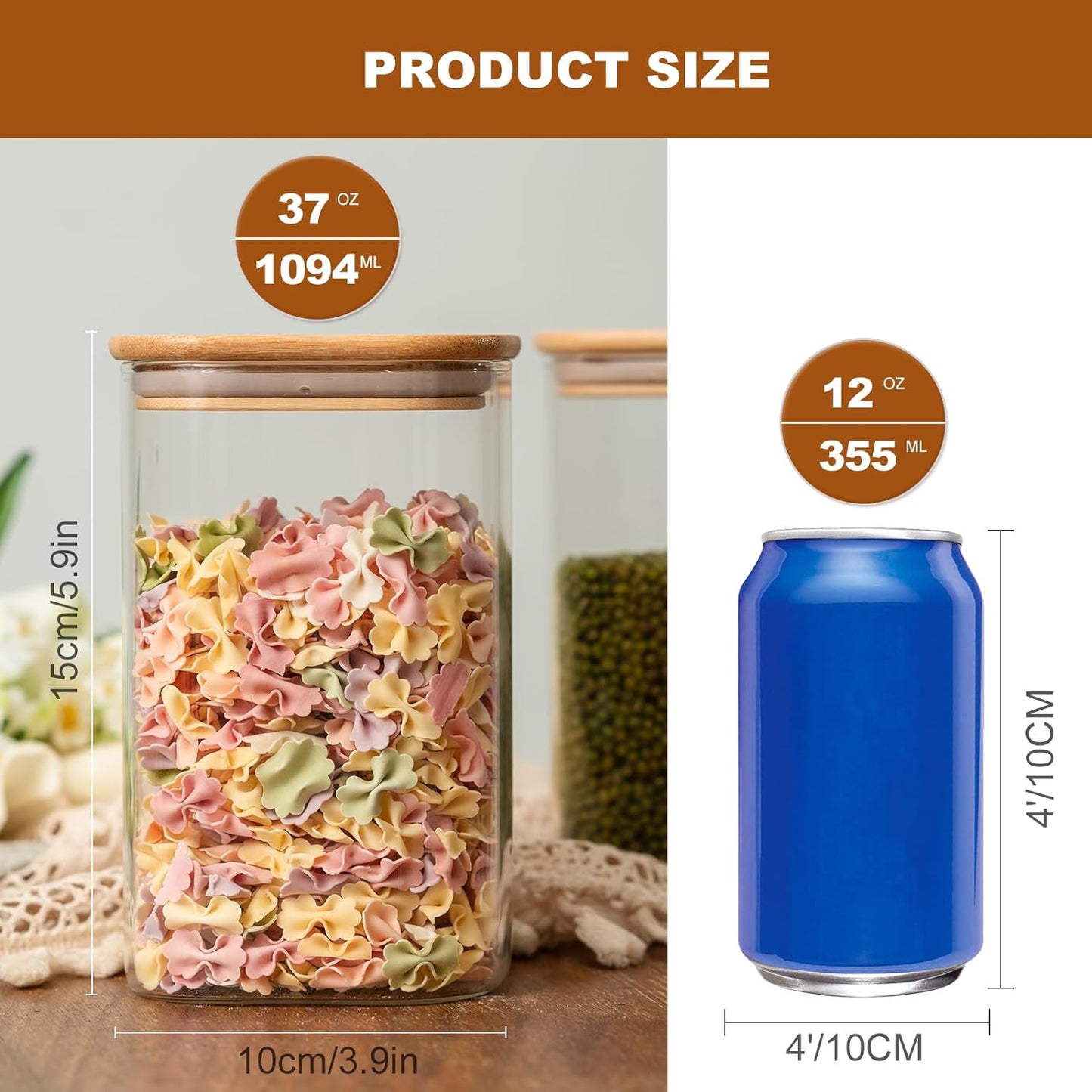 Glass Storage Containers Clear Glass Food Canister with Bamboo