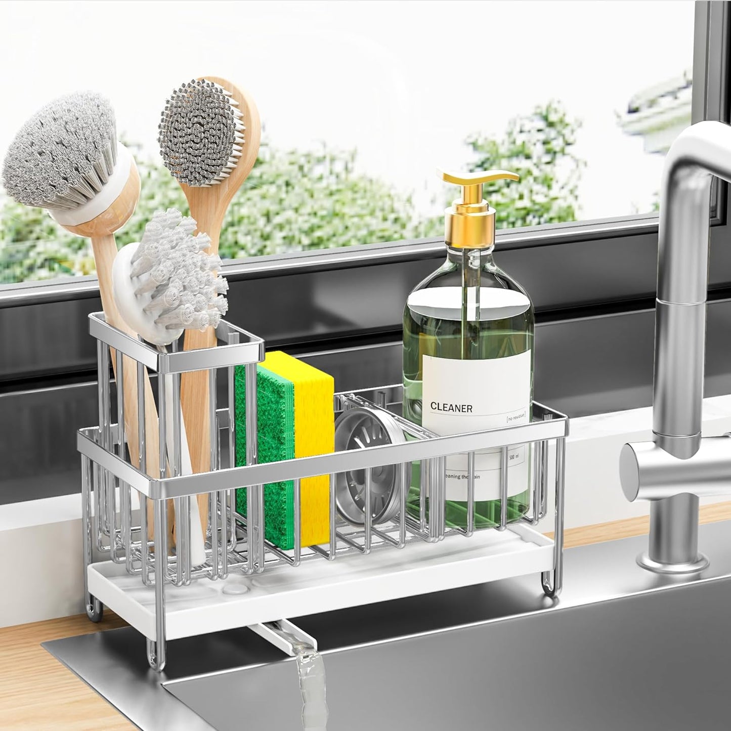  Holder for Kitchen Sink Stainless Steel Silver Sink Caddy