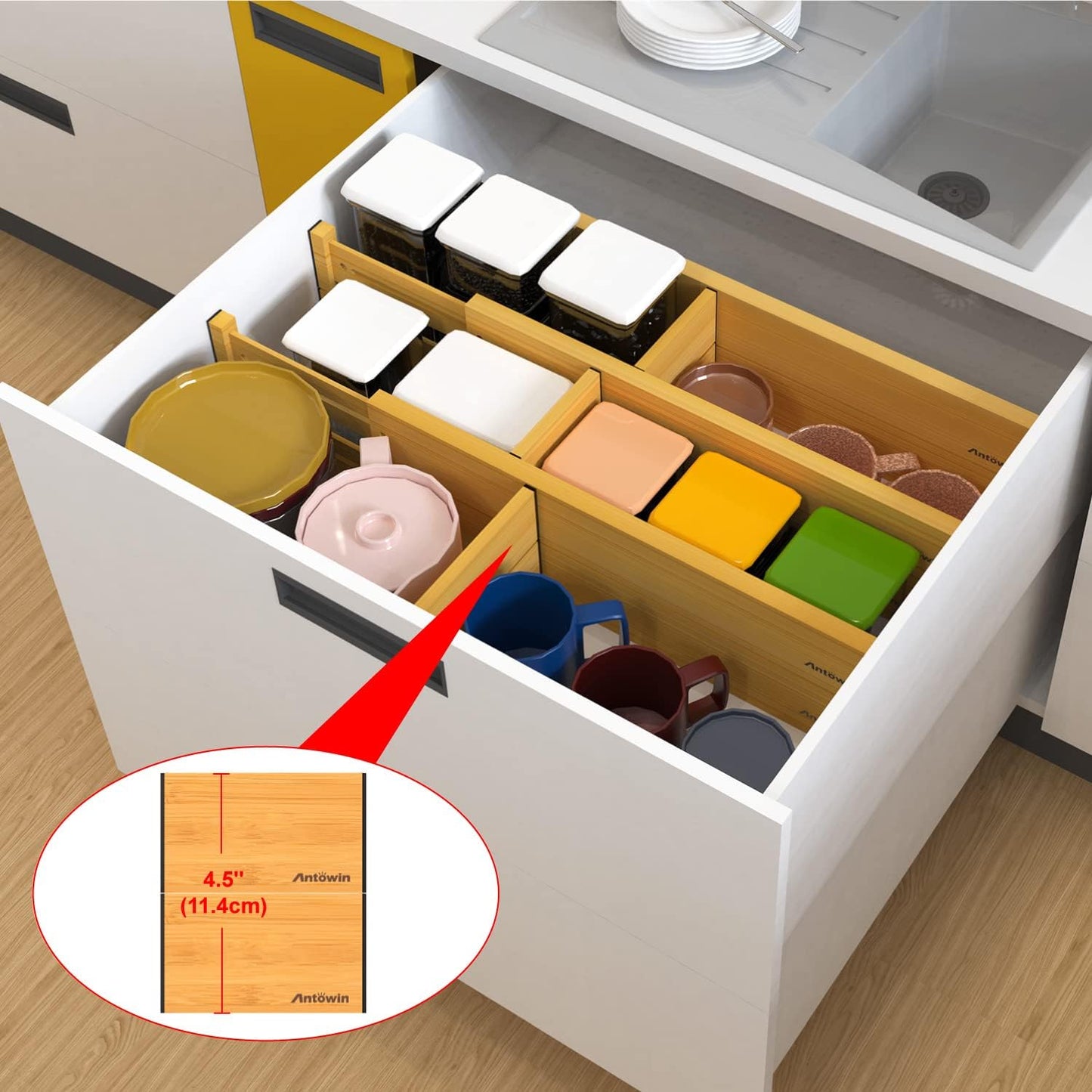 Bamboo Drawer Dividers Organizers Drawer Separators Splitter 17 22