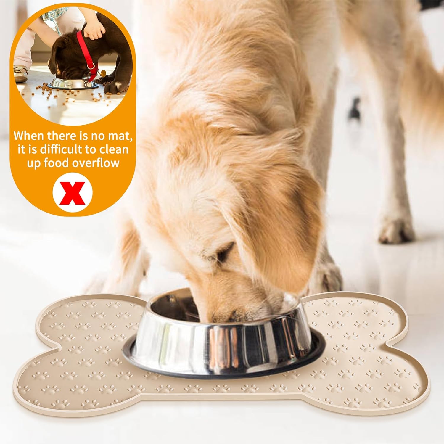 Dog Food Mat Anti Slip Silicone Dog Bowl Mat Thicker Pet Placemat Waterproof 