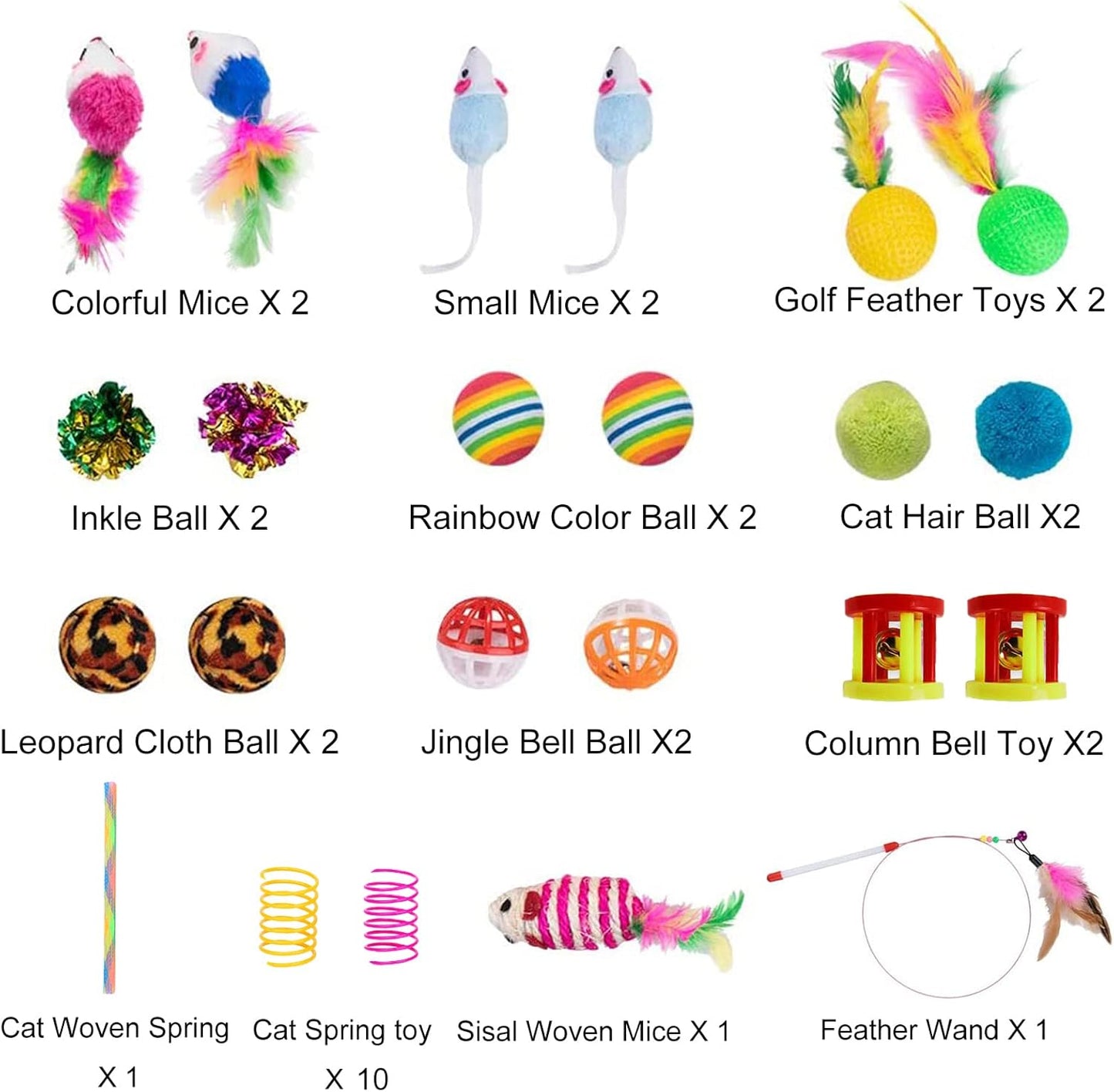 32Pcs Cat Toys Kitten Interactive Pet Toys Assortments Foldable Rainbow Tunnel